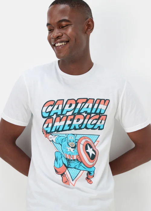 White Captain America Print T-Shirt - S Image 3
