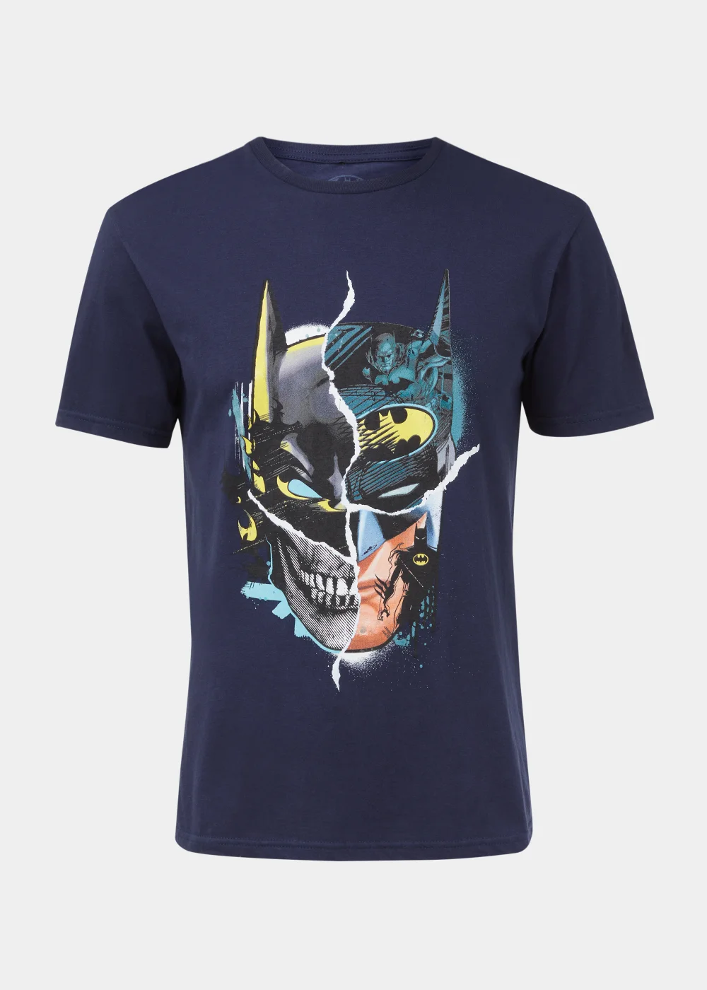 Navy Batman Mask Print T-Shirt - S Image 5
