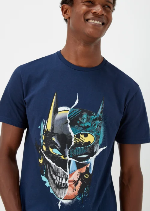 Navy Batman Mask Print T-Shirt - S Image 3
