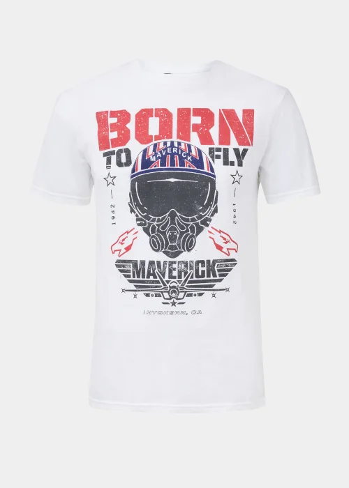 White Top Gun Print T-Shirt - Small Image 5