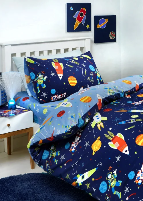 Bedlam Supersonic Glow in the Dark Blue Duvet Cover Set - Junior Image 1