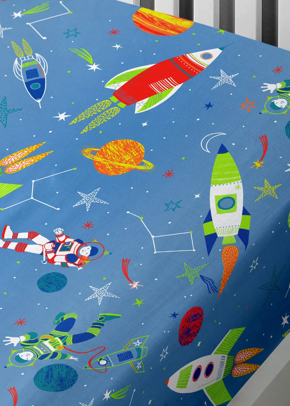 Bedlam Supersonic Glow in the Dark Blue Fitted Sheet - Junior Image 2