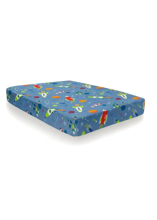 Bedlam Supersonic Glow in the Dark Blue Fitted Sheet - Junior Image 1