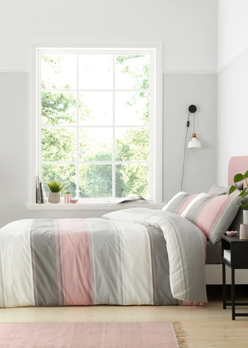 Fusion Betley Pink Duvet Cover Set - Single Image 1