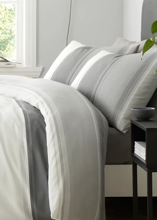 Fusion Betley Grey Duvet Cover Set - Single Image 2
