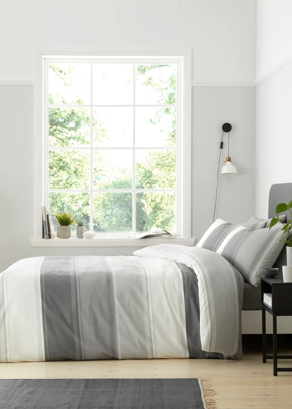 Fusion Betley Grey Duvet Cover Set - Single Image 1