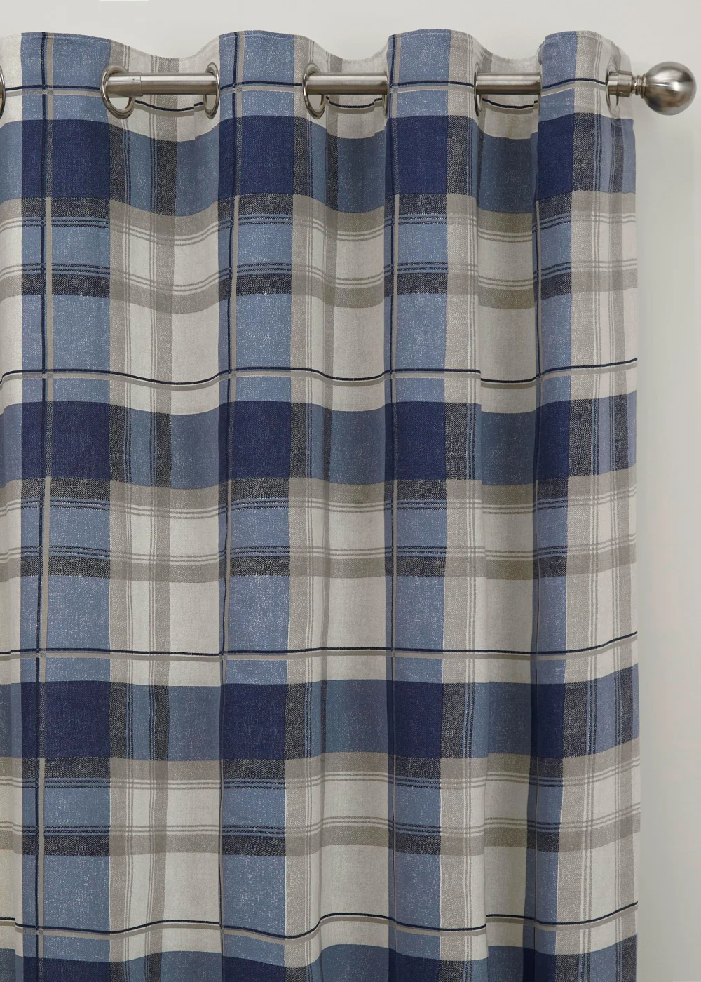 Fusion Balmoral Check Navy Eyelet Curtains - 46W X 54D (116x137cm) Image 3