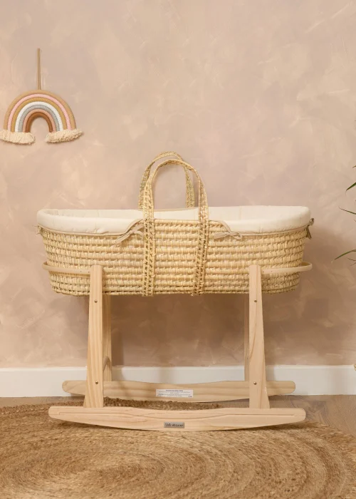 Clair de Lune Cream Organic Palm Moses Basket - One Size Image 5