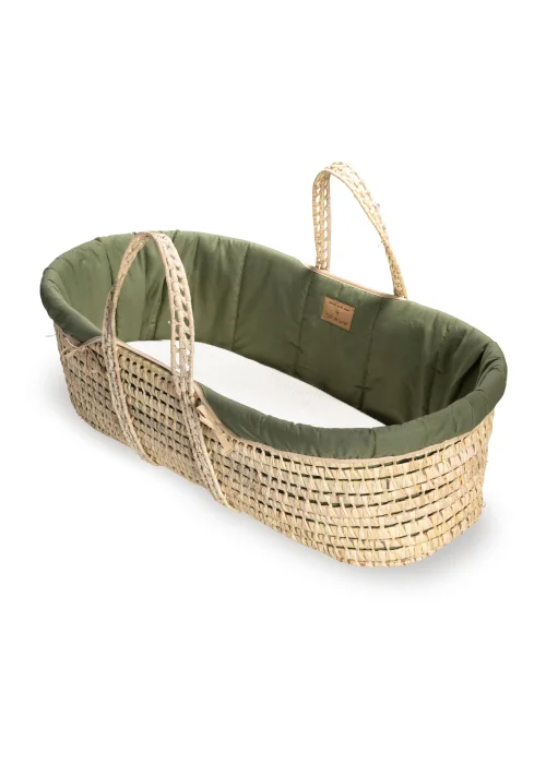 Clair de Lune Forest Green Organic Palm Moses Basket - One Size Image 1