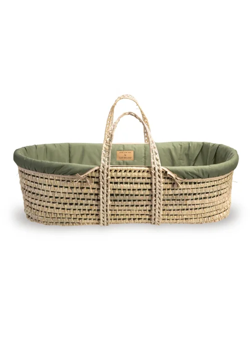 Clair de Lune Forest Green Organic Palm Moses Basket - One Size Image 4