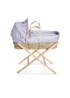 Clair de Lune Grey Cotton Dream Palm Moses Basket With Natural Folding Stand - One Size Image 1