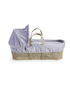 Clair de Lune Grey Cotton Dream Palm Moses Basket With Natural Folding Stand - One Size Image 3