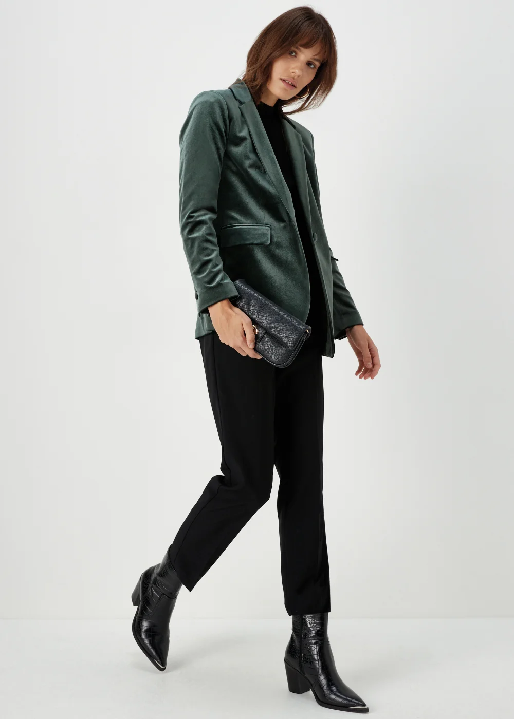Et Vous Green Velvet Blazer - 8 Image 4