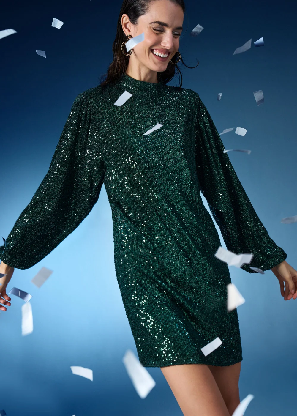 Et Vous Green Sequin Batwing Mini Dress - 8 Image 6