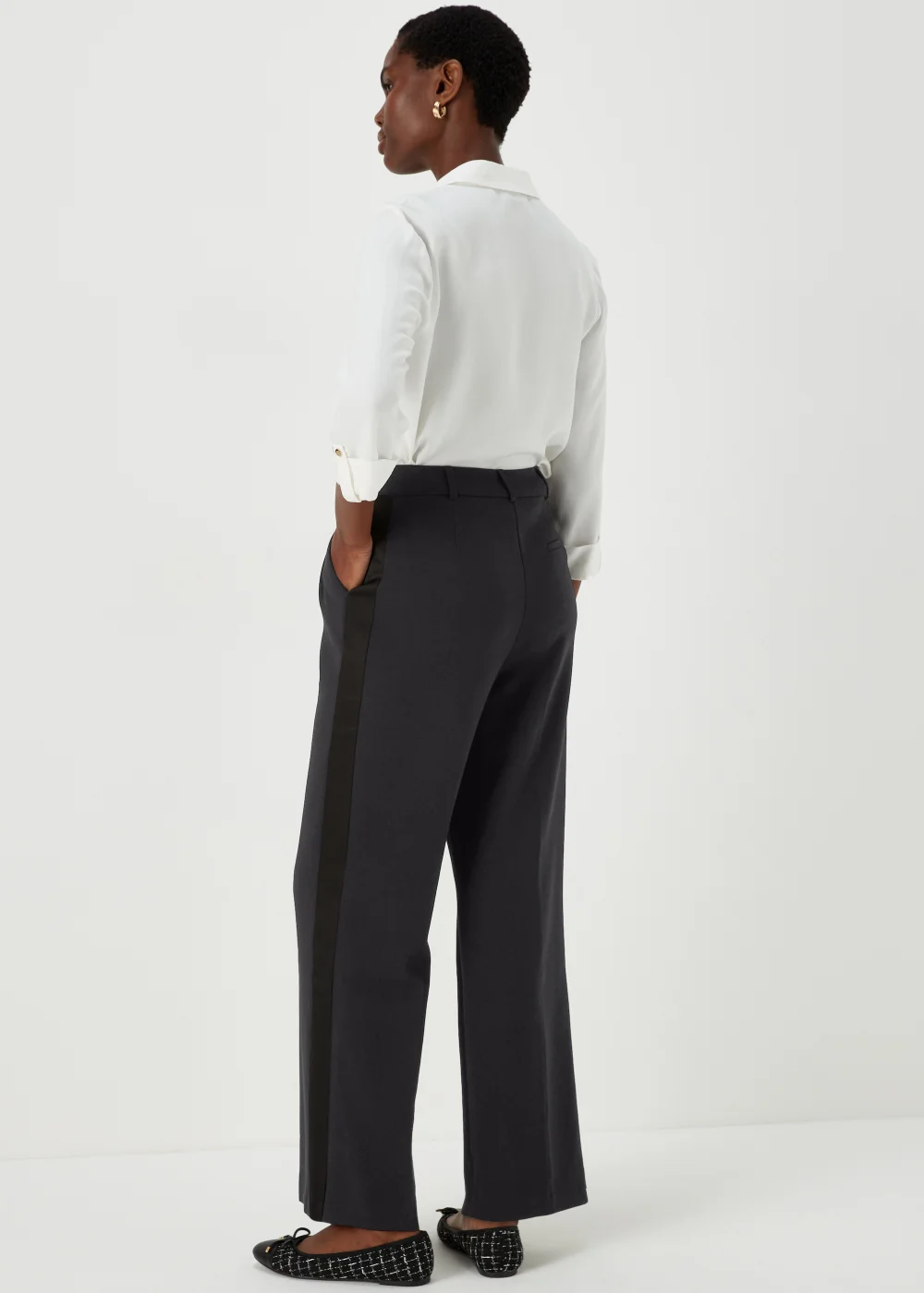 Et Vous Black Satin Side Stripe Trousers - Size 8 Image 2