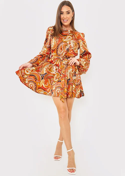 In the Style Danielle Orange Paisley Print Skater Dress - 8 Image 2