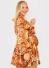 In the Style Danielle Orange Paisley Print Skater Dress - 8 Image 8