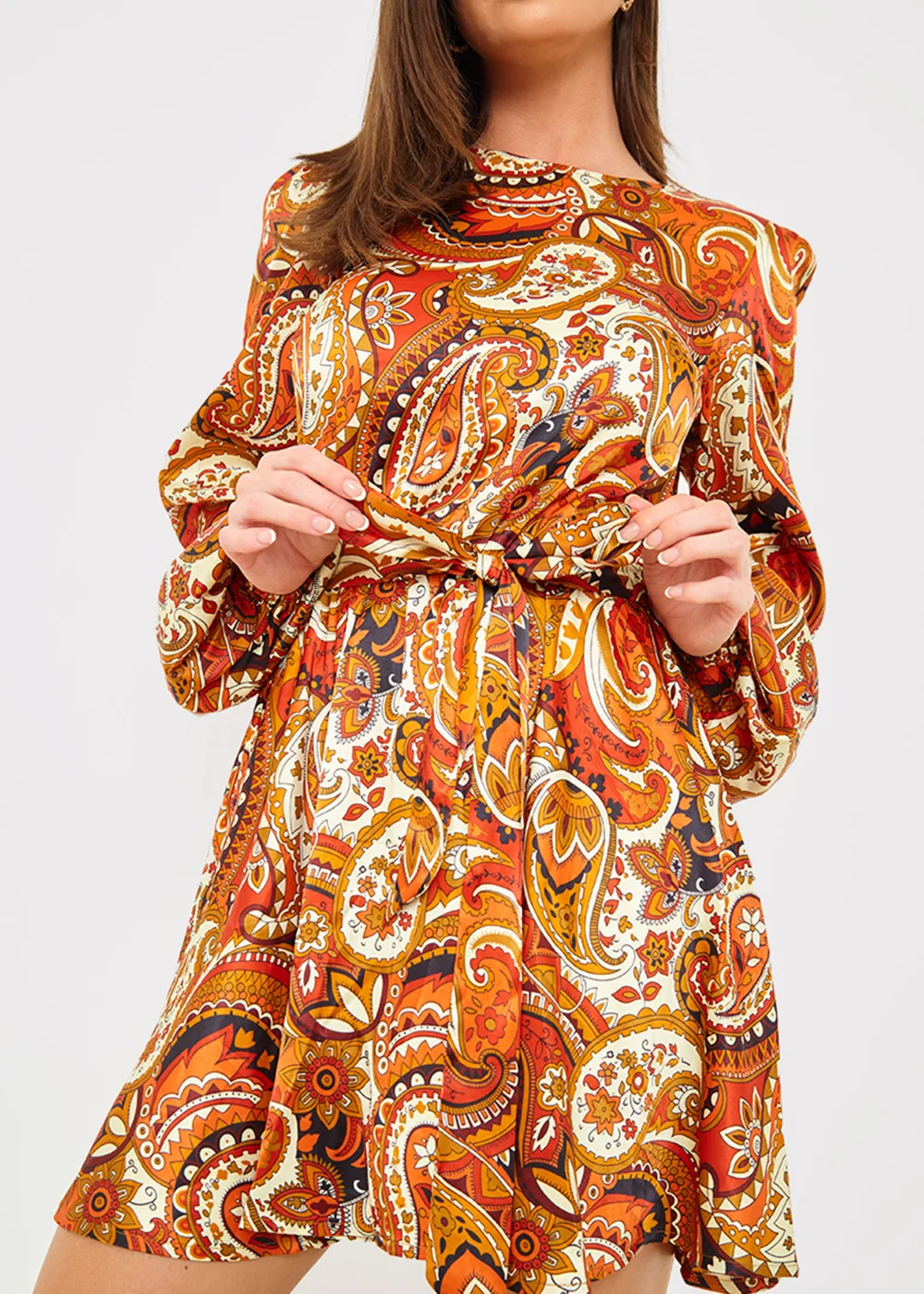 In the Style Danielle Orange Paisley Print Skater Dress - 8 Image 3