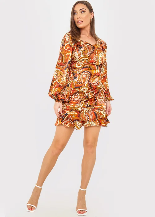In the Style Danielle Rust Paisley Print Bodysuit - 8 Image 4