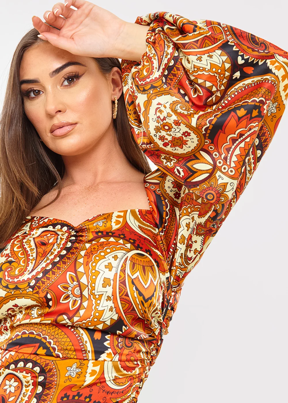 In the Style Danielle Rust Paisley Print Bodysuit - 8 Image 5