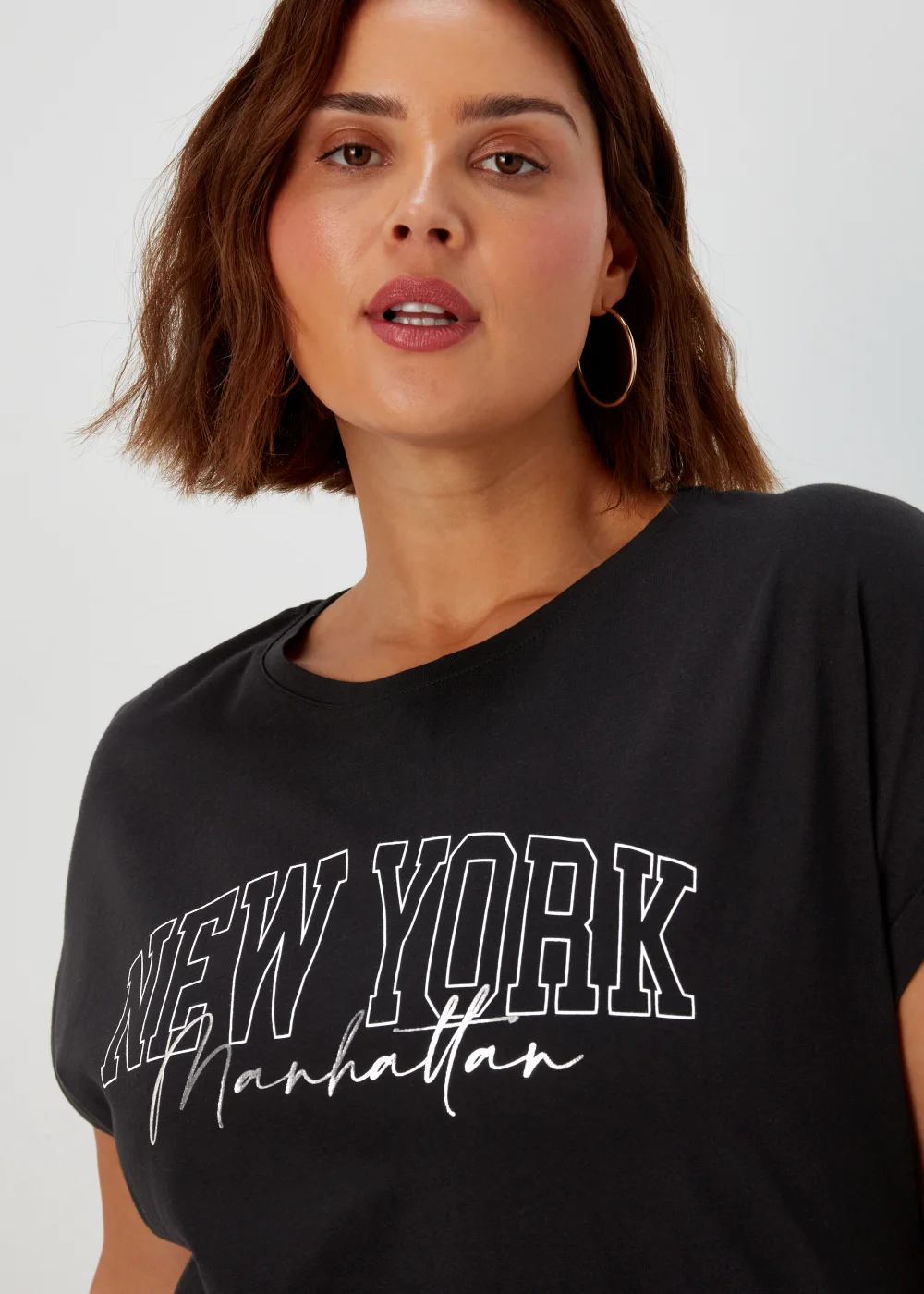 Papaya Curve Black New York Slogan T-Shirt - 18 Image 3