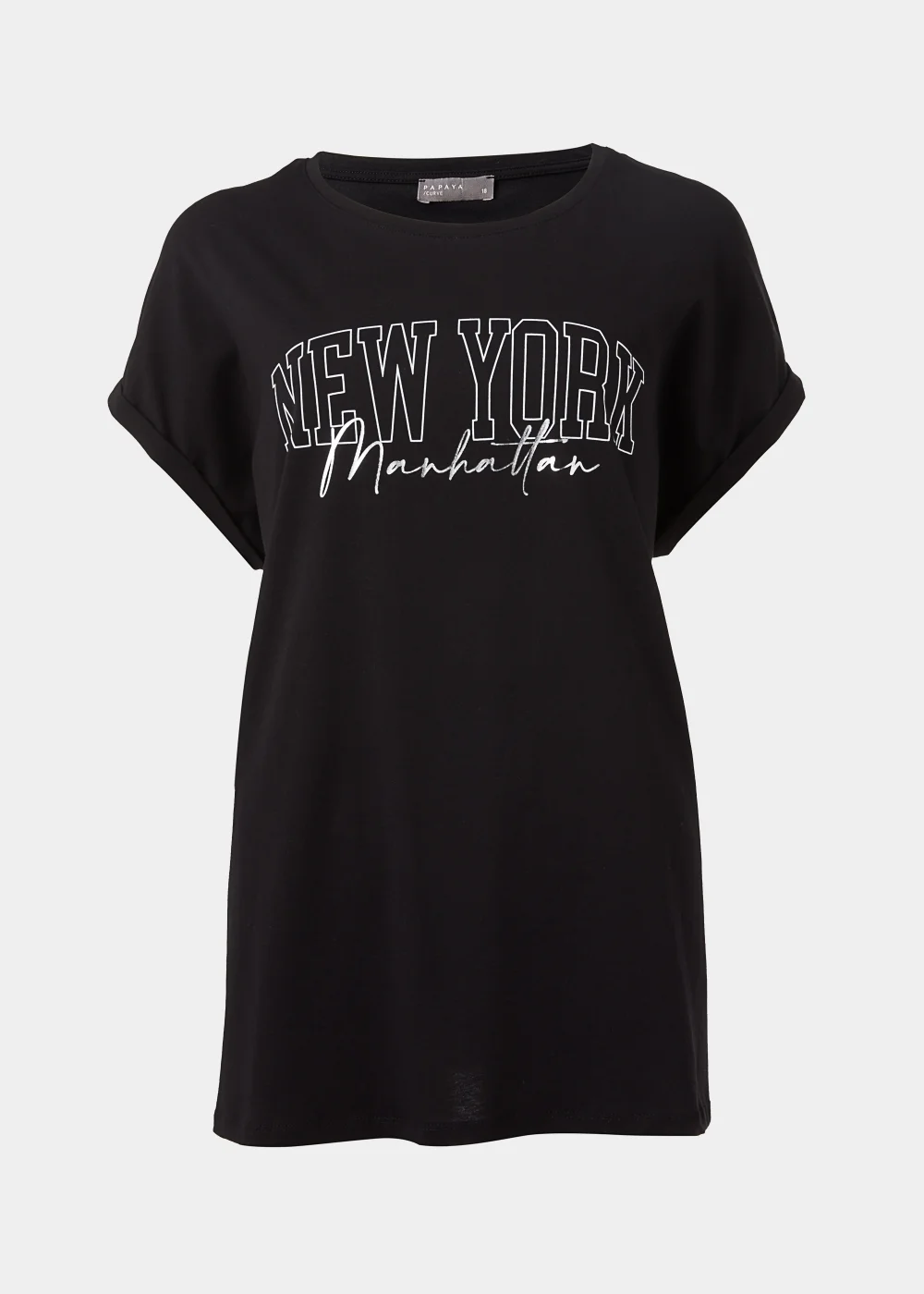 Papaya Curve Black New York Slogan T-Shirt - 18 Image 5