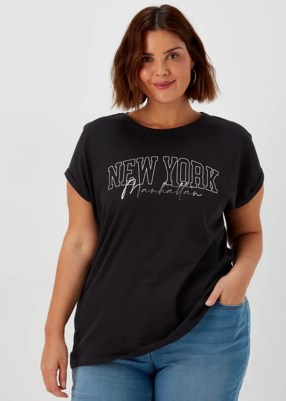 Papaya Curve Black New York Slogan T-Shirt - 18 Image 1