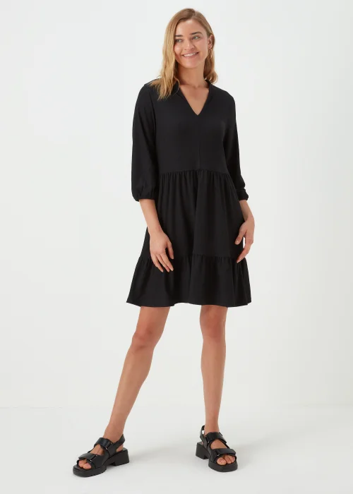 Black Jersey Crinkle Mini Dress - 8 Image 1