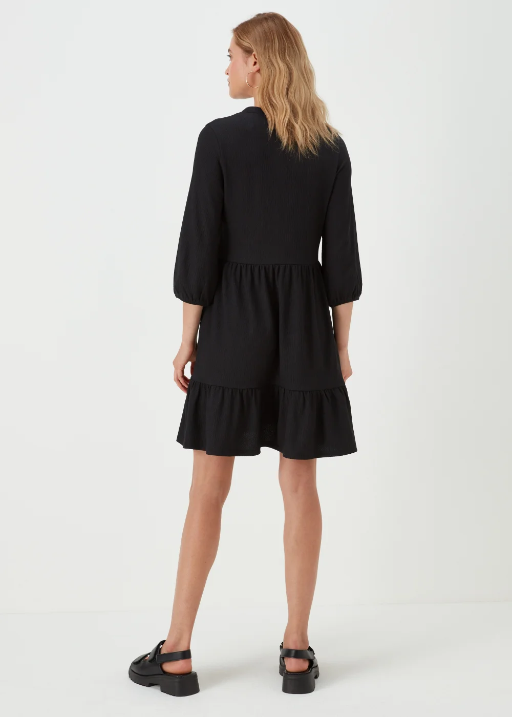 Black Jersey Crinkle Mini Dress - 8 Image 2