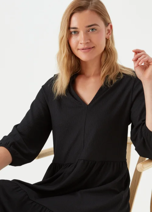 Black Jersey Crinkle Mini Dress - 8 Image 4