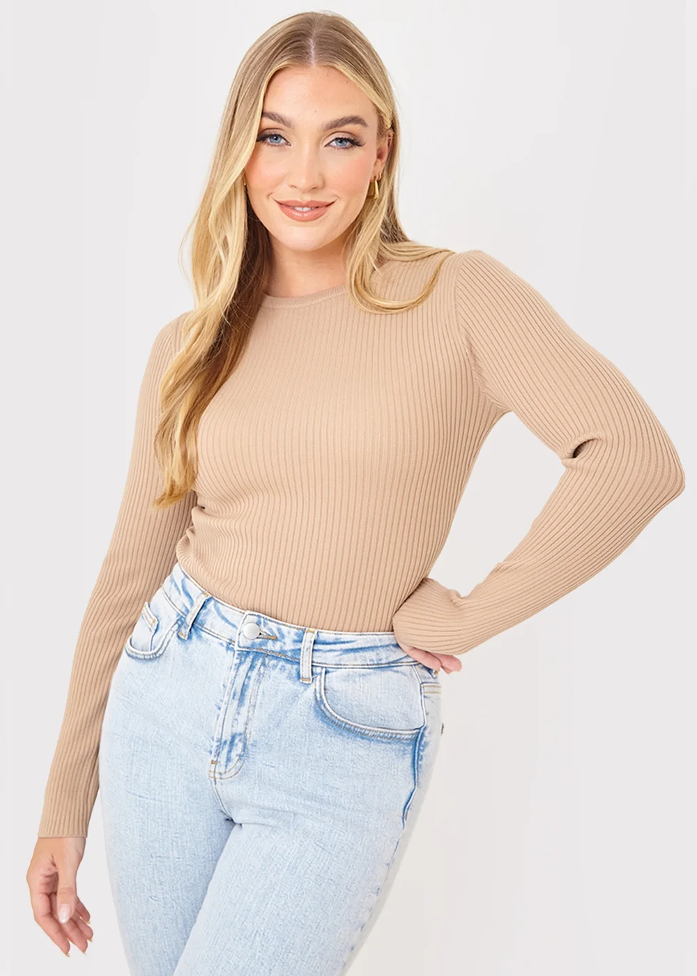 In the Style Jac Jossa Camel Ribbed Button Midaxi Dress - Size 10-12 Image 3