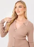 In the Style Jac Jossa Camel Ribbed Button Midaxi Dress - Size 10-12 Image 4