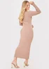 In the Style Jac Jossa Camel Ribbed Button Midaxi Dress - Size 10-12 Image 5