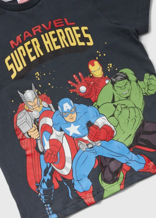 Kids Black & Grey Marvel Superheroes Pyjama Set (5-12yrs) - Age 10 Years Image 2