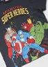 Kids Black & Grey Marvel Superheroes Pyjama Set (5-12yrs) - Age 10 Years Image 2