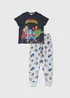 Kids Black & Grey Marvel Superheroes Pyjama Set (5-12yrs) - Age 10 Years Image 1