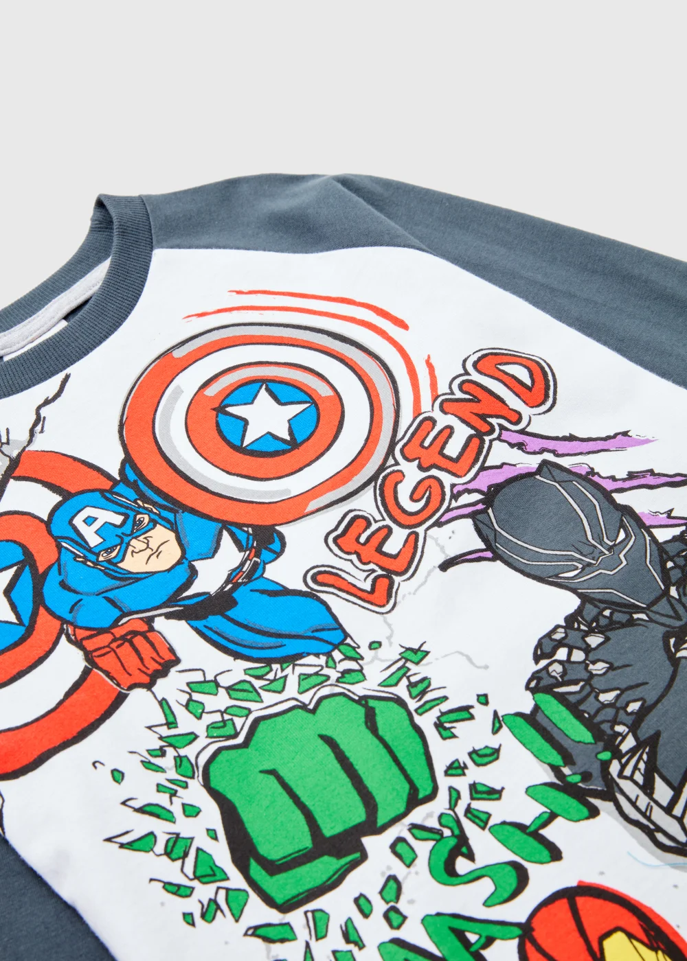 Kids Charcoal Marvel Print Long Sleeve Pyjama Set (5-12yrs) - Age 5 Years Image 2