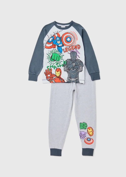 Kids Charcoal Marvel Print Long Sleeve Pyjama Set (5-12yrs) - Age 5 Years Image 1