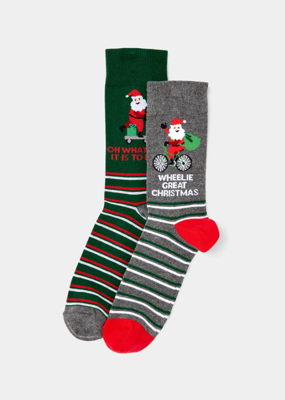 2 Pack Christmas Santa Socks - Sizes 6 - 8.5 Image 1