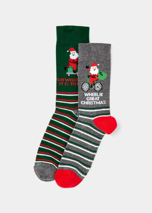 2 Pack Christmas Santa Socks - Sizes 6 - 8.5 Image 1