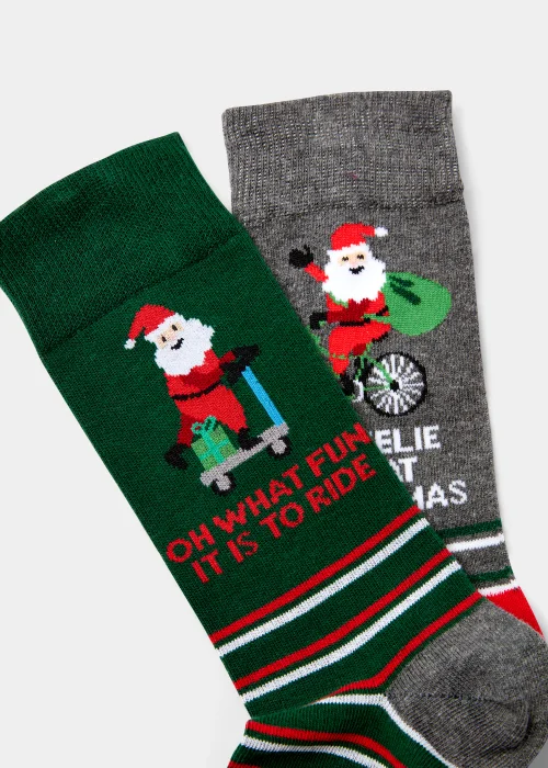 2 Pack Christmas Santa Socks - Sizes 6 - 8.5 Image 2