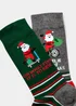2 Pack Christmas Santa Socks - Sizes 6 - 8.5 Image 2