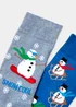 2 Pack Christmas Snowman Socks - Sizes 6 - 8.5 Image 2