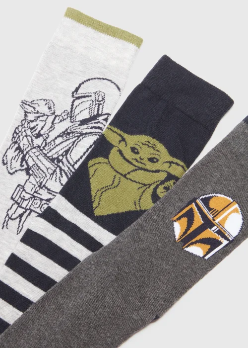 3 Pack Black Mandalorian Print Jacquard Socks - Sizes 6 - 8.5 Image 2