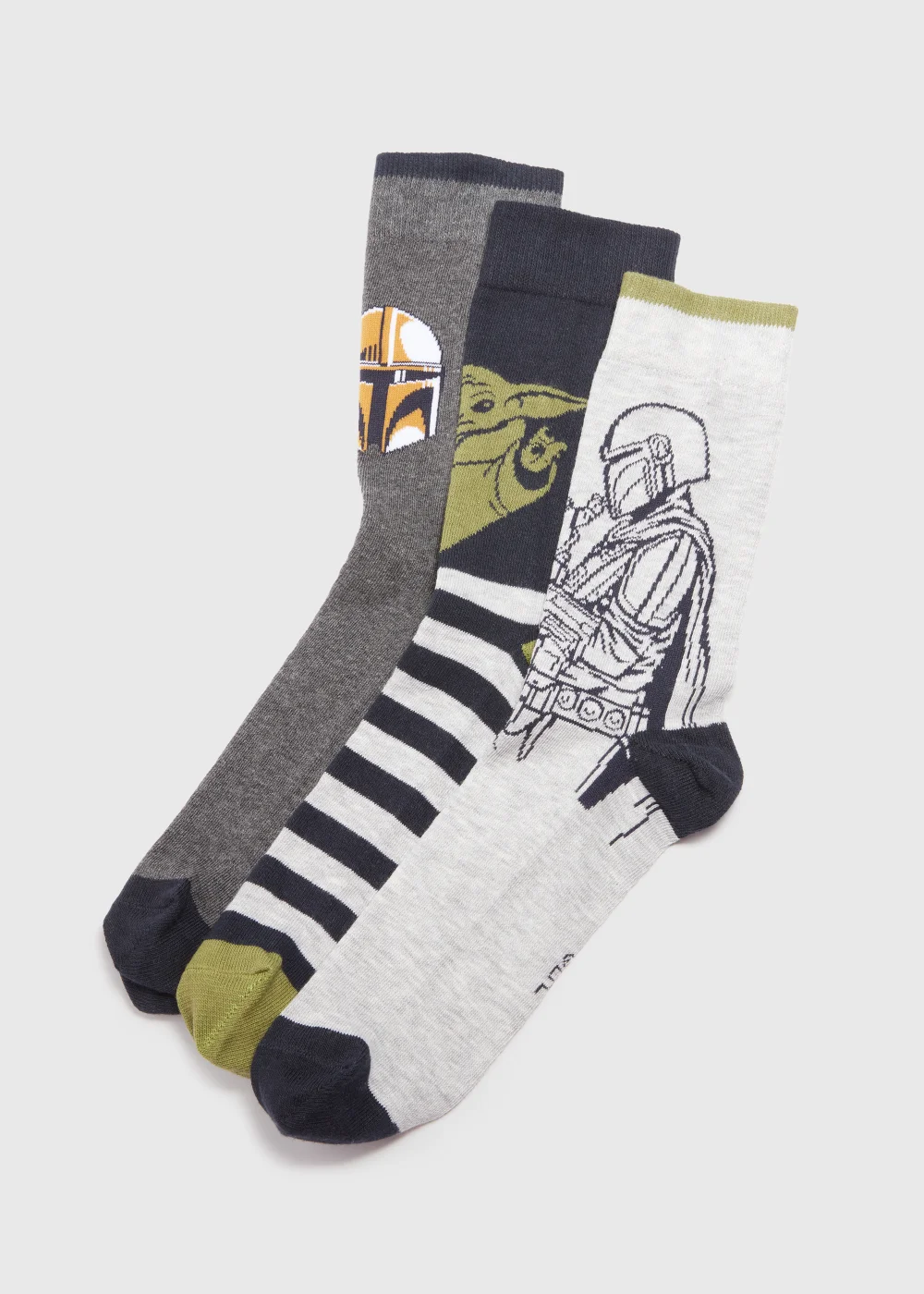 3 Pack Black Mandalorian Print Jacquard Socks - Sizes 6 - 8.5 Image 1