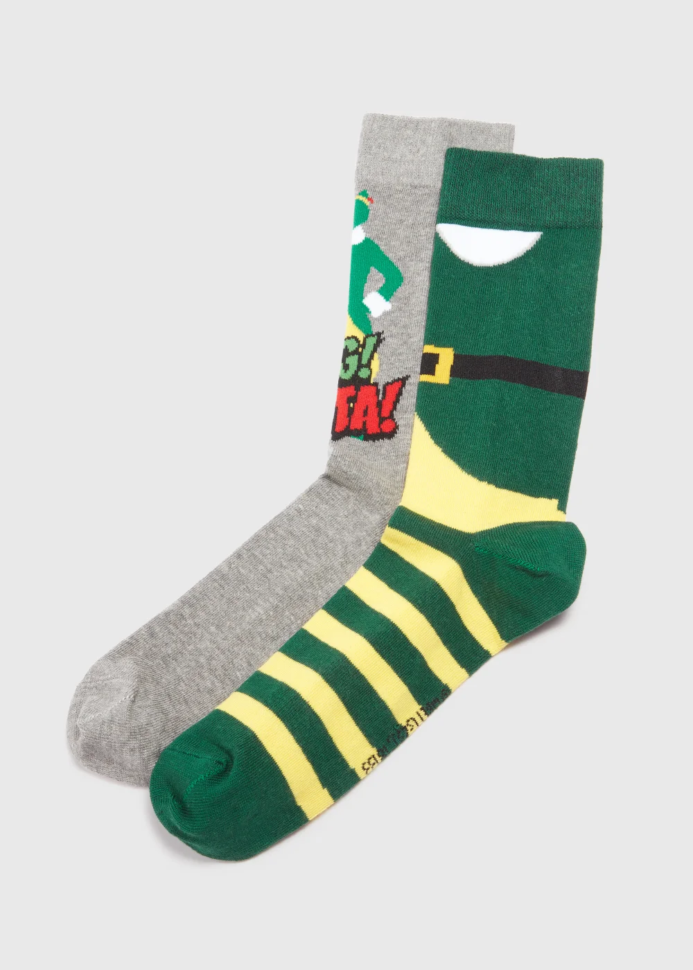 2 Pack Multicoloured Elf Print Jacquard Socks - Sizes 6 - 8.5 Image 1