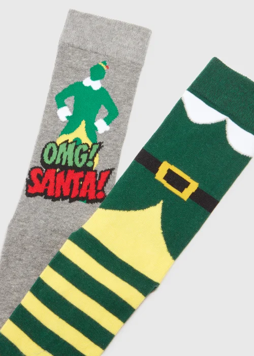 2 Pack Multicoloured Elf Print Jacquard Socks - Sizes 6 - 8.5 Image 2