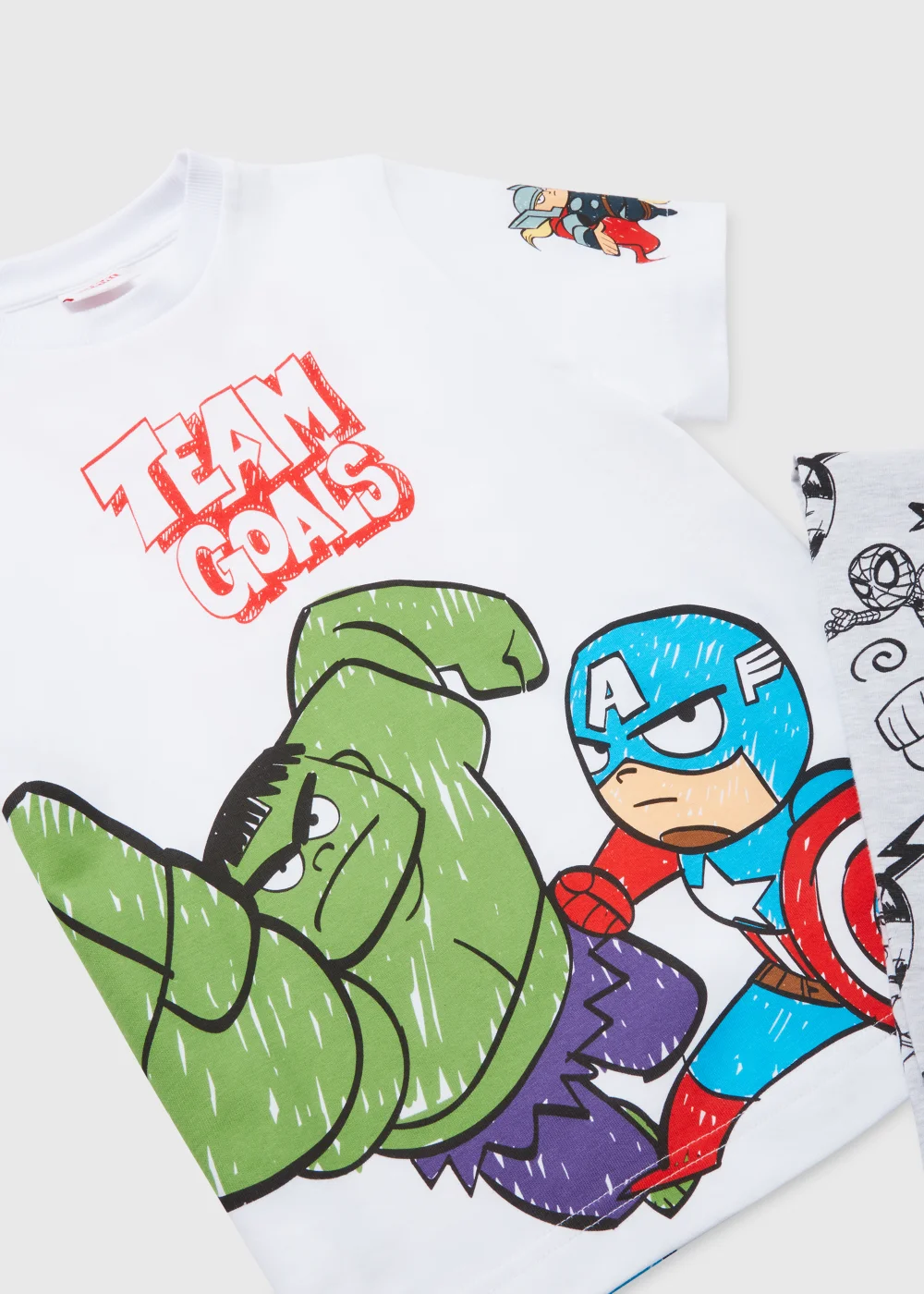 Kids White & Grey Marvel Team Goals Pyjama Set (5-12yrs) - Age 5 Years Image 2