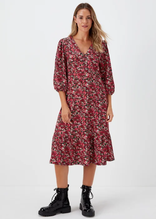 Pink Ditsy Floral Midi Dress - 8 Image 1
