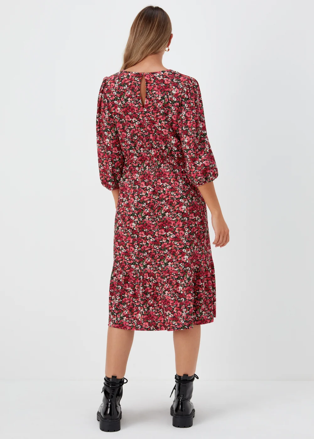 Pink Ditsy Floral Midi Dress - 8 Image 2